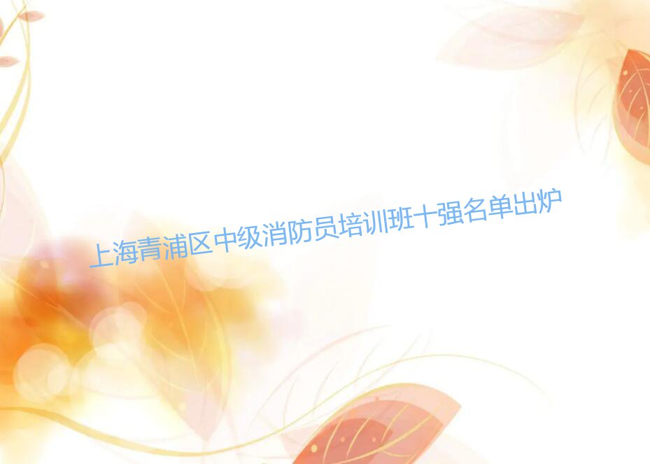 上海青浦区中级消防员培训班十强名单出炉
