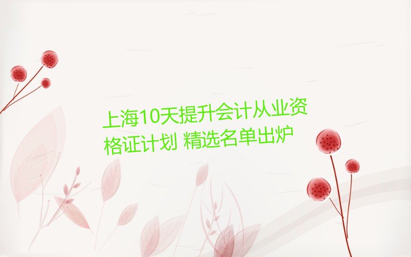 上海10天提升会计从业资格证计划 精选名单出炉