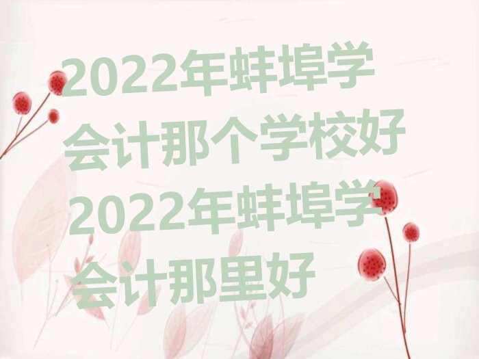 2022年蚌埠学会计那个学校好 2022年蚌埠学会计那里好