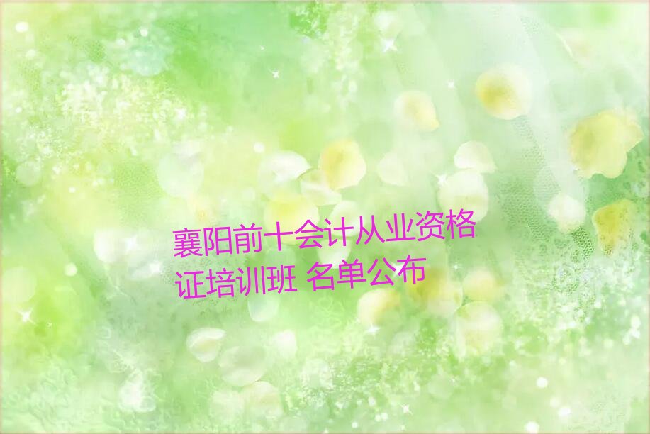 襄阳前十会计从业资格证培训班 名单公布