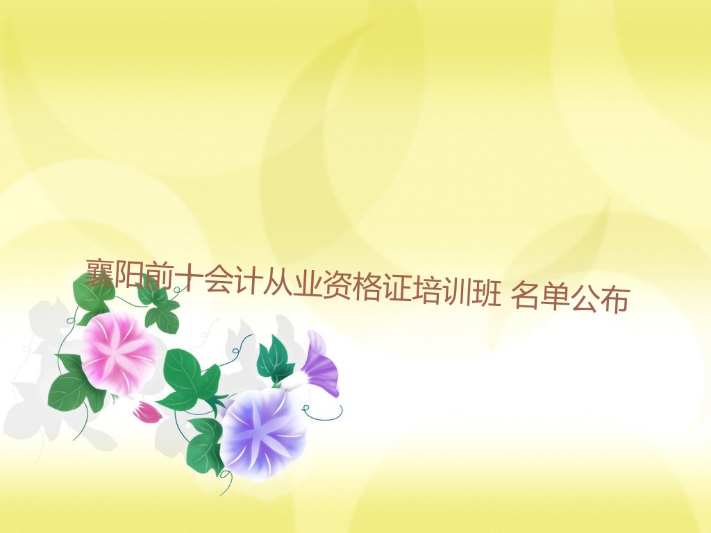 襄阳前十会计从业资格证培训班 名单公布