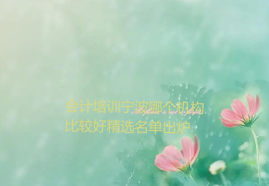 会计培训宁波哪个机构比较好精选名单出炉