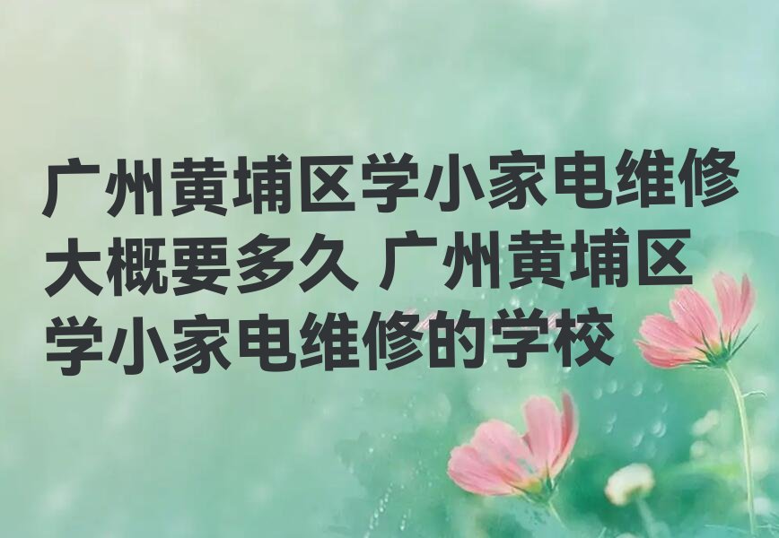广州黄埔区学小家电维修大概要多久 广州黄埔区学小家电维修的学校