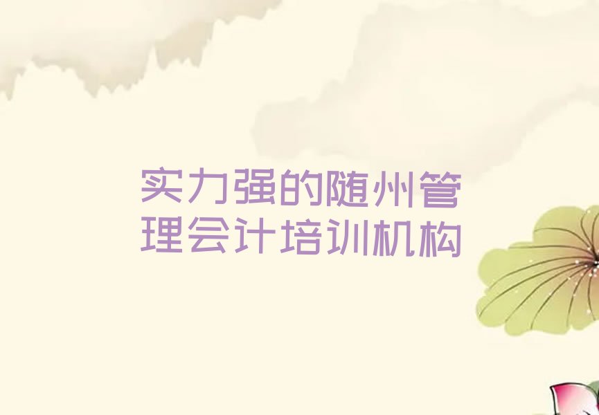 实力强的随州管理会计培训机构
