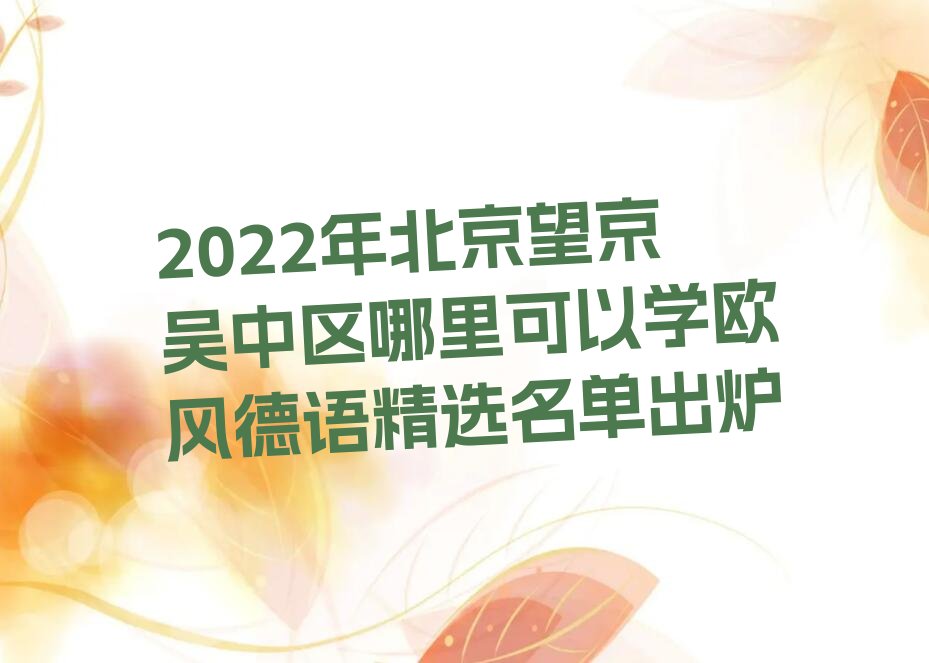 2022年北京望京吴中区哪里可以学欧风德语精选名单出炉