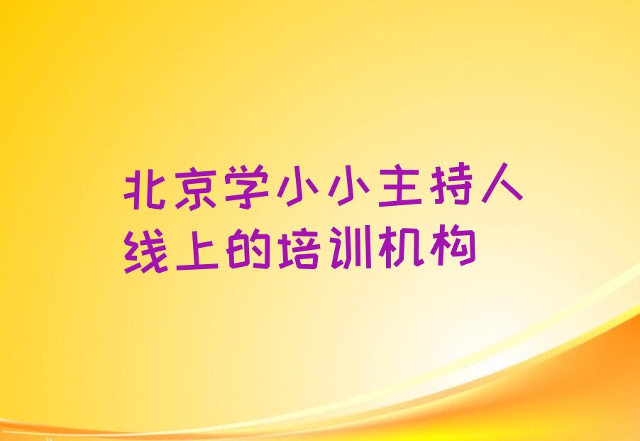 北京学小小主持人线上的培训机构